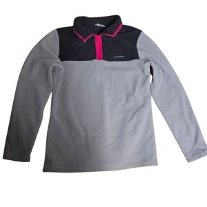 Columbia Womens Gray and Black Fleece with Pink Trim Quarter Zip Medium